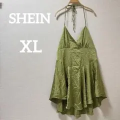 ⭐️1点もの⭐️SHEIN 【XL】 オリーブグリーン キャミソール ミニワンピ