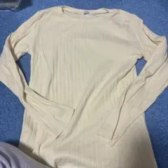 CINEMA CLUB リブ編み長袖Tシャツ M クリーム色