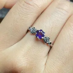 天然石リング　アメジスト　濃紫　高透明　SV925刻印