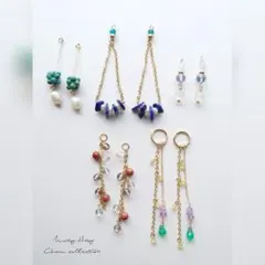 No.1593　天然石　チャーム5点セット