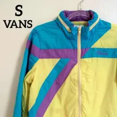 VANS ヴァンズ メンズ マルチカラーナイロンジャケット S 青/黄/紫
