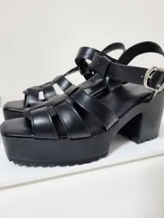 レディース　厚底サンダル　ブラック　Lサイズ
