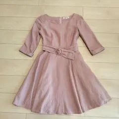 Apuweiser-riche ピンク ひざ丈ワンピース 七分袖