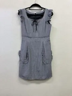 アンクルージュ 格子柄フリルリボンミニワンピース