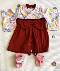 お宮参り　お食い初めなど　袴ロンパース✩︎⡱くつしたセット