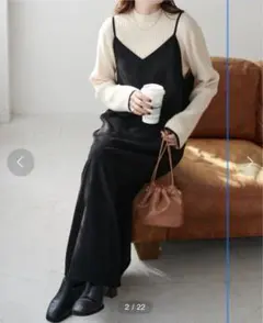 Discoat テックウールストレッチVキャミワンピース 黒