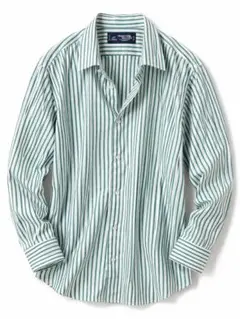 美品 グリーンストライプシャツ メンズ L〜XL相当 オーバーサイズ