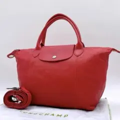 美品 ロンシャン ルプリアージュ キュイール 2WAYバッグ レザー h1175