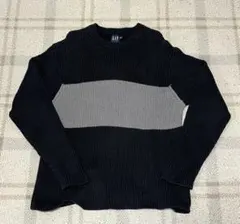 OLD GAP コットンニット　ブラック　グレー　ボーダー