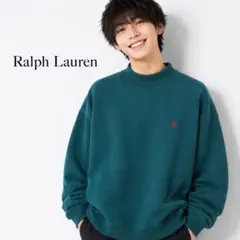 美品 ラルフローレン USA製 モックネック スウェット L 緑 赤ポニー 刺繍のサムネイル