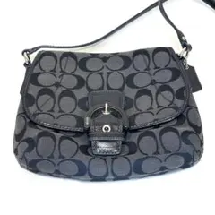 【美品・鑑定済】COACH コーチ ソーホー シグネチャー ショルダーバッグ 黒