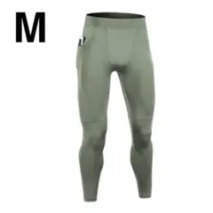 メンズ スポーツタイツ Mサイズ グリーン コンプレッションタイツ 吸汗速乾