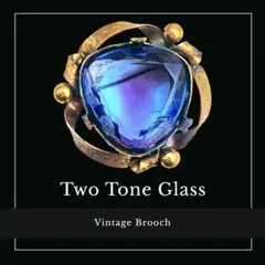 ツートーンギブレガラス☆トライアングルカット☆オープンバックブローチ
