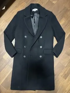 H&M ブラック ダブルブレスト チェスターコート