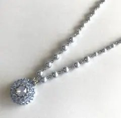 スワロフスキーミニサークルネックレス★ブルーオパール