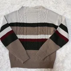 chocol raffine robe ニット ストライプ ケーブル編み 秋冬