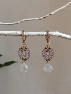 14kgf  ピンクアメジストとムーンストーンのチャーム