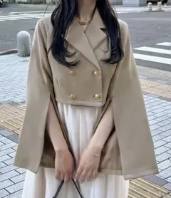 JUNOAH 2wayスリットスリーブショートジャケット