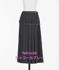 FETICOチュールコンビプリーツスカート ブラック FETICO(フェティコ)のWOOL & TULLE COMBINED PLEATED SKIRT(スカート