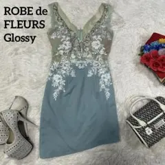 グロッシー スパンコールレース ノースリーブ　ストレッチ タイトミニキャバドレス