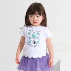 ANNASUIMINI アナスイミニ 刺繍 裾スカラ 半袖Tシャツ 100