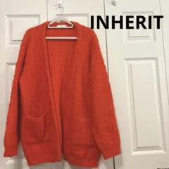 INHERIT オレンジ ニットカーディガン