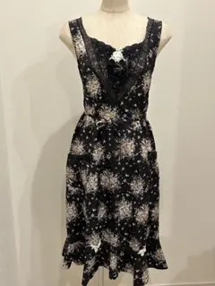 さえら Akiakane レースエプロン 黒　花モチーフ さえら Akiakane レースエプロン 黒 花モチーフ 【公式通販】