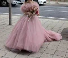 ハツコエンドウ風カラードレス　くすみピンク　ウェディングドレス emma様専用