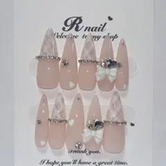 ネイルチップ　現品　量産型　フレンチガーリー　スナ系　オタク　ハート　ちゅるん