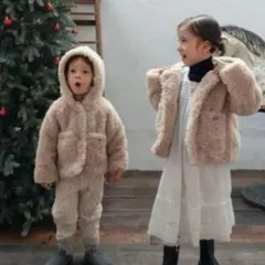 しまむら　softcheese ソフトチーズ　ボアジャケット　ファー　100