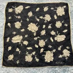 Ralph Lauren シルク　花柄 スカーフ 黒　ヴィンテージ