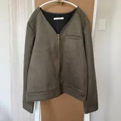 極美品　チャオパニック　オリーブグリーン ノーカラージャケット