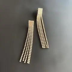 ラインストーン ロングピアス