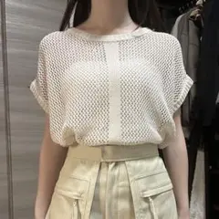 Bab 透かし編みニット ホワイトベージュ