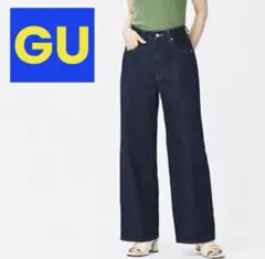 GU ハイウエストセミワイドジーンズ　L セミワイド　ジーユー　ワイドデニム