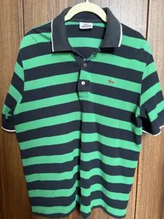 LACOSTE 緑/黒ストライプ ポロシャツ　4