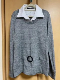 グレー 長袖ニットセーター Lサイズ