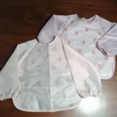 長袖お食事エプロン★ピンク系★2枚セット