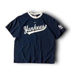 USA古着00s NIKE TEAMリンガーネックTシャツNYヤンキースMLB