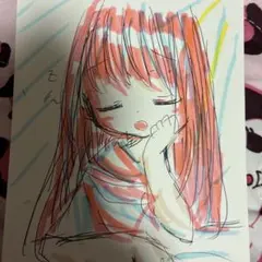 新作手描きイラスト。ハガキサイズ。女の子