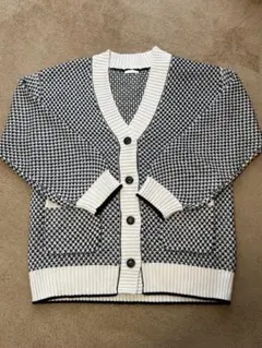 GU 千鳥格子柄ボタン付きカーディガン M