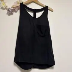 【Dr.Denim】バックジップ タンクトップ XS 黒 キュプラ混