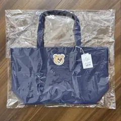フェイラー　オールドテディ　ワッペントートバッグ　ネイビー　LL 大サイズ