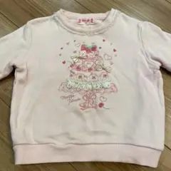 mezzo piano メゾピアノ ケーキ刺繍　トレーナー ピンク　100サイズ