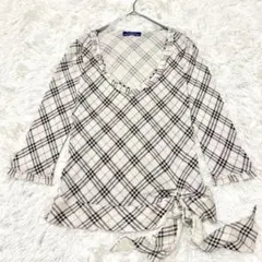 【バーバリーブルーレーベル】カットソー ノバチェック リボン ベージュ 38 M