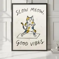 ゆるい猫のアートポスター　ギフト　おしゃれ　シンプル　A4