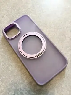 【iPhone15】ケース スタンド機能付き パープル　バンカーリング付き