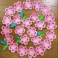 桜＆葉っぱのおまけ付きNo.65折り紙　ハンドメイド 桜壁面飾り　入学式壁面飾り