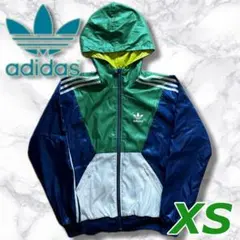 80s adidasアディダス ナイロンジャケット XS ブルー グリーン