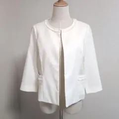 MICHEL KLEIN ノーカラージャケット 白 38 フォーマル